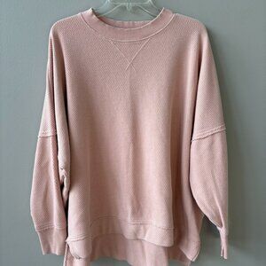 Aerie Oversized Peachy Waffle Knit Crewneck Size XL